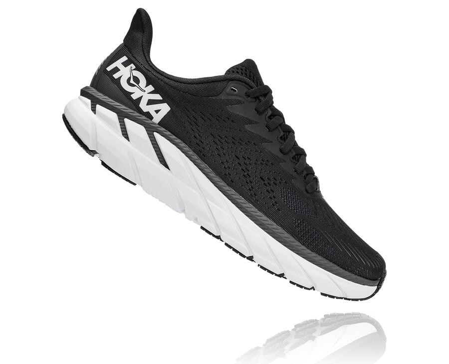 Hoka One One Koşu Ayakkabısı Kadın Siyah/Beyaz - Clifton 7 - UR9108674